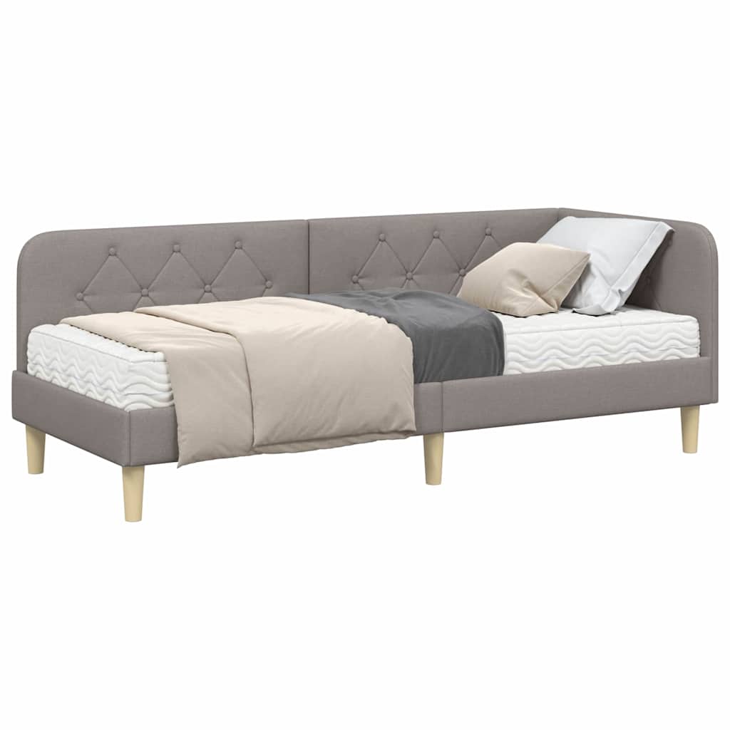Κρεβάτι Γωνίας με στρώμα με κεφαλάρι Taupe 80 x 200 cm ύφασμα - Pakobazaar