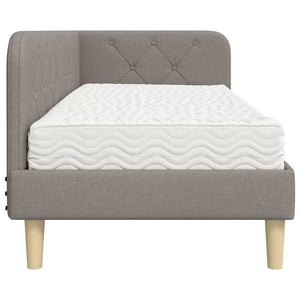 Κρεβάτι Γωνίας με στρώμα με κεφαλάρι Taupe 80 x 200 cm ύφασμα - Pakobazaar