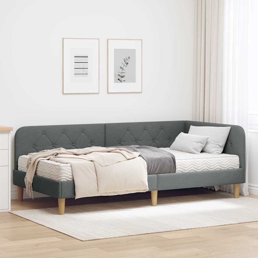 Κρεβάτι Γωνίας Σκούρο Γκρι 90 x 190 cm ύφασμα