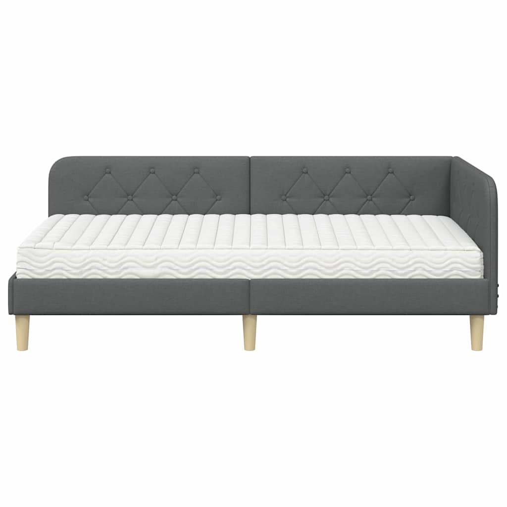 Κρεβάτι Γωνίας Σκούρο Γκρι 90 x 190 cm ύφασμα