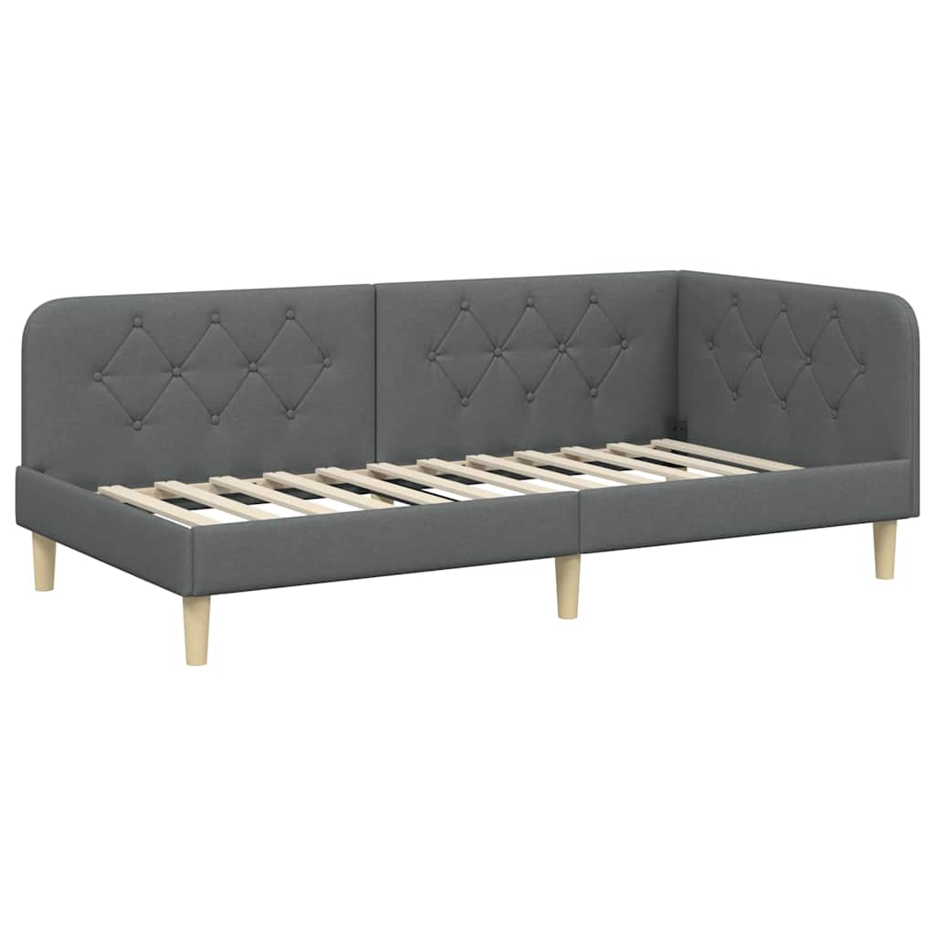 Κρεβάτι Γωνίας Σκούρο Γκρι 90 x 190 cm ύφασμα