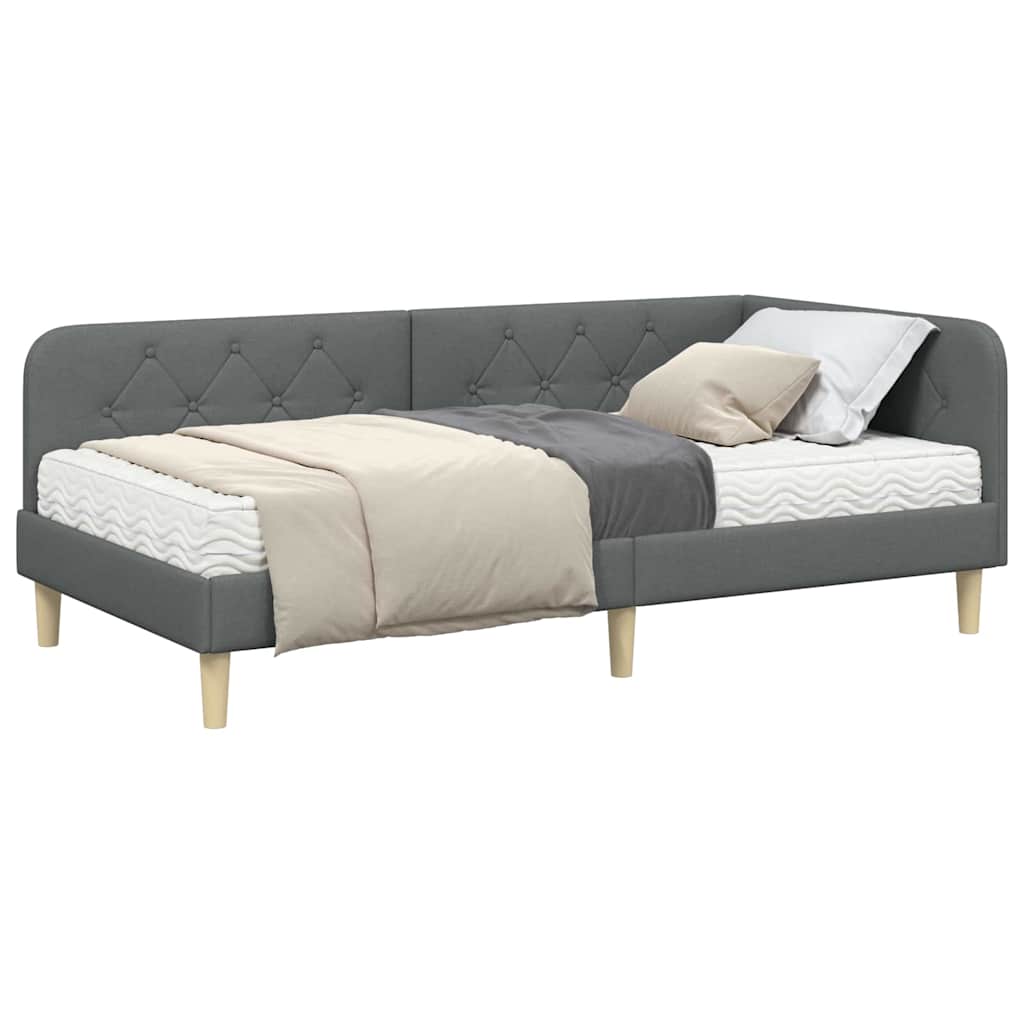 Κρεβάτι Γωνίας Σκούρο Γκρι 90 x 190 cm ύφασμα