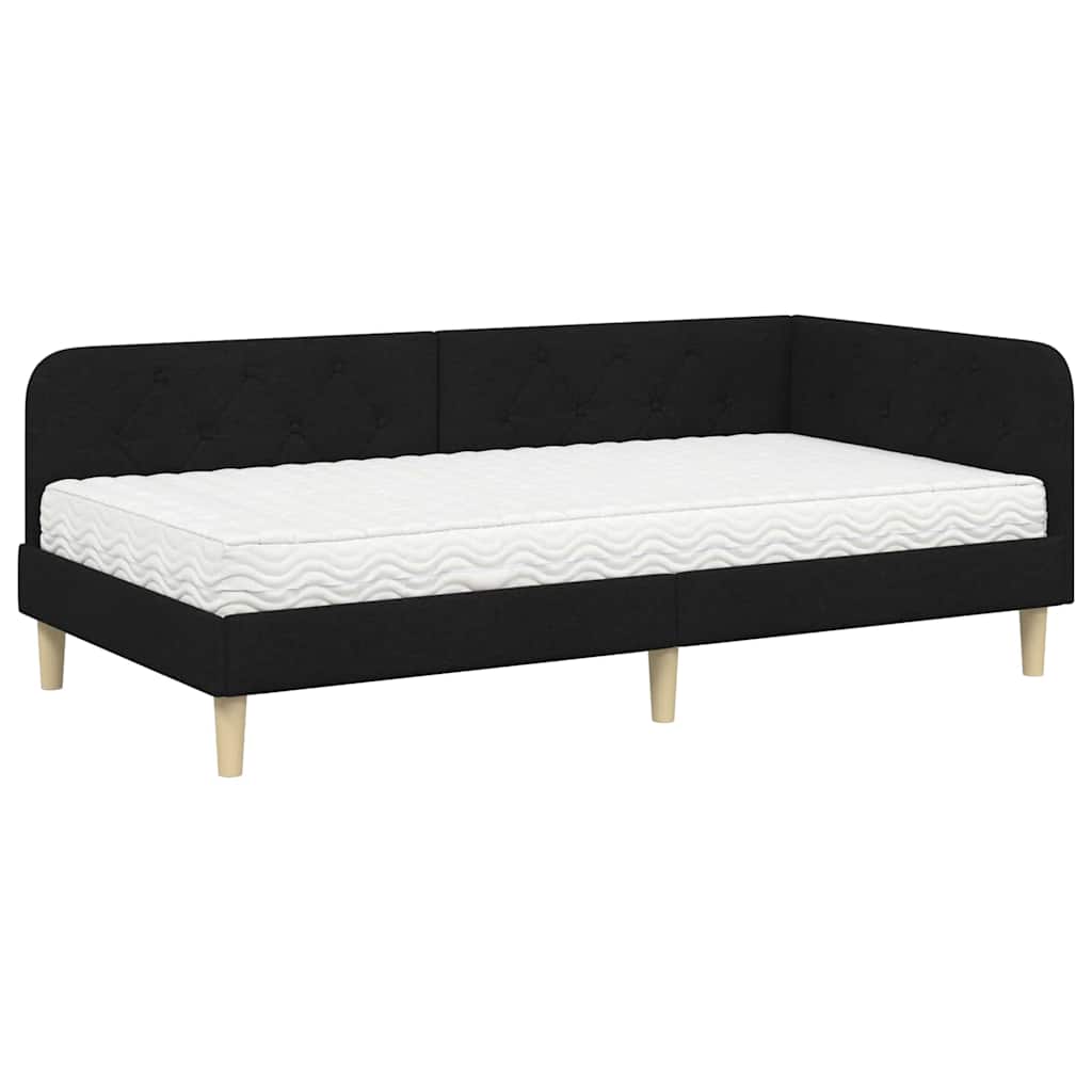 Κρεβάτι Γωνίας Μαύρο 90 x 190 cm ύφασμα