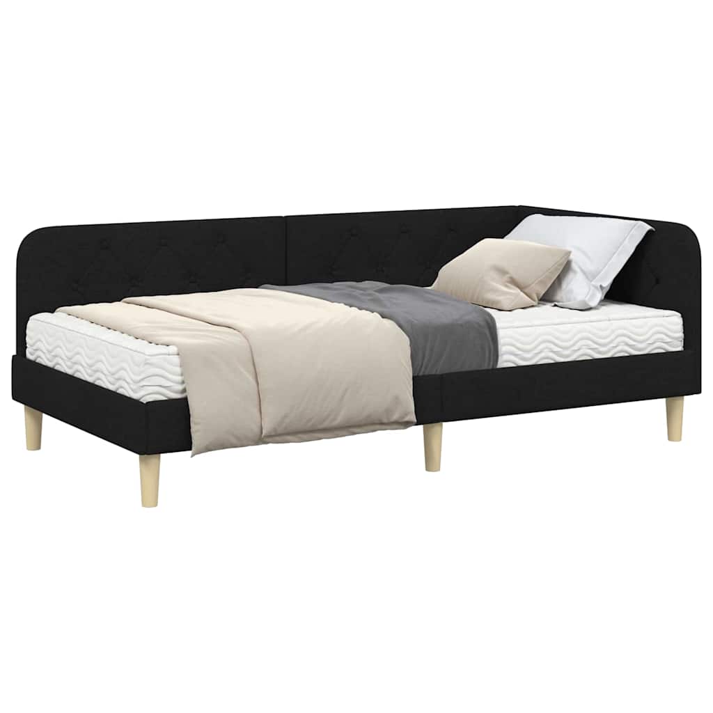 Κρεβάτι Γωνίας Μαύρο 90 x 190 cm ύφασμα