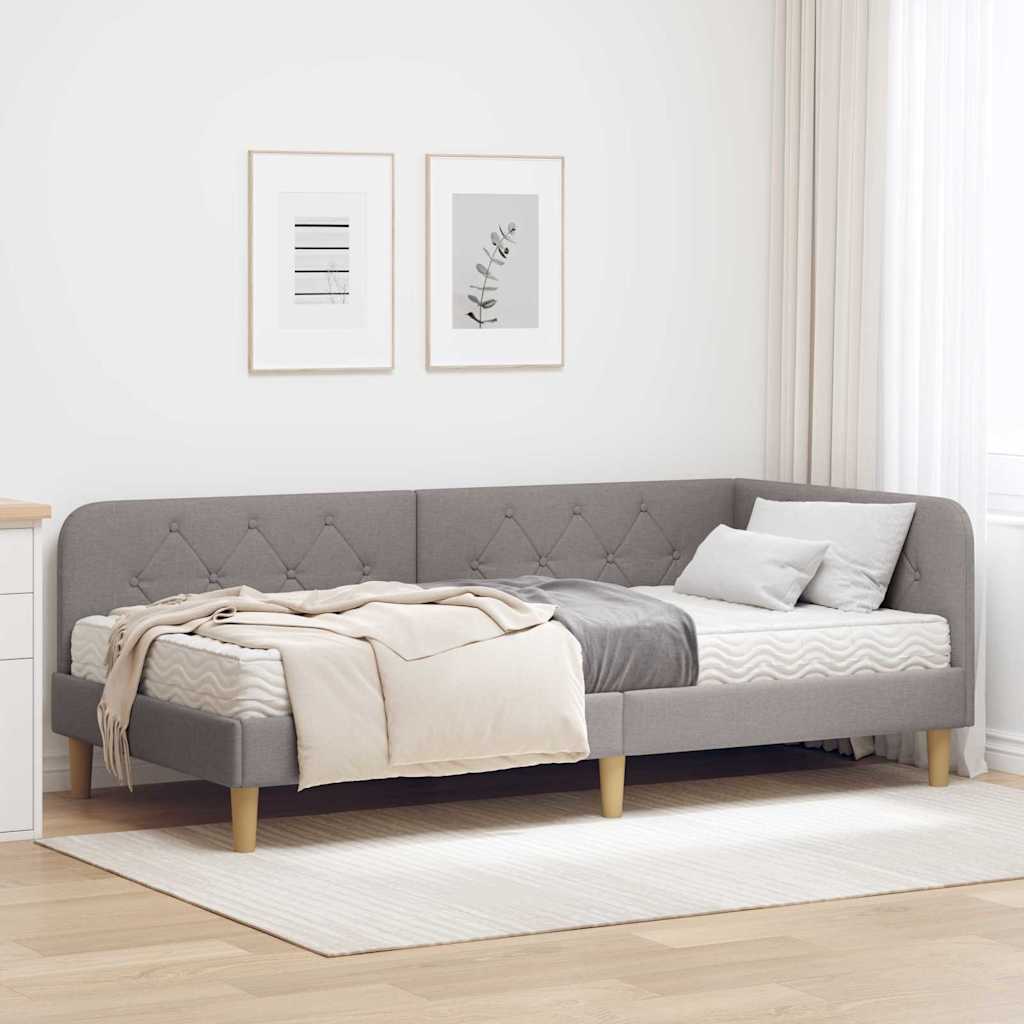 Κρεβάτι Γωνίας Taupe 90 x 190 cm ύφασμα