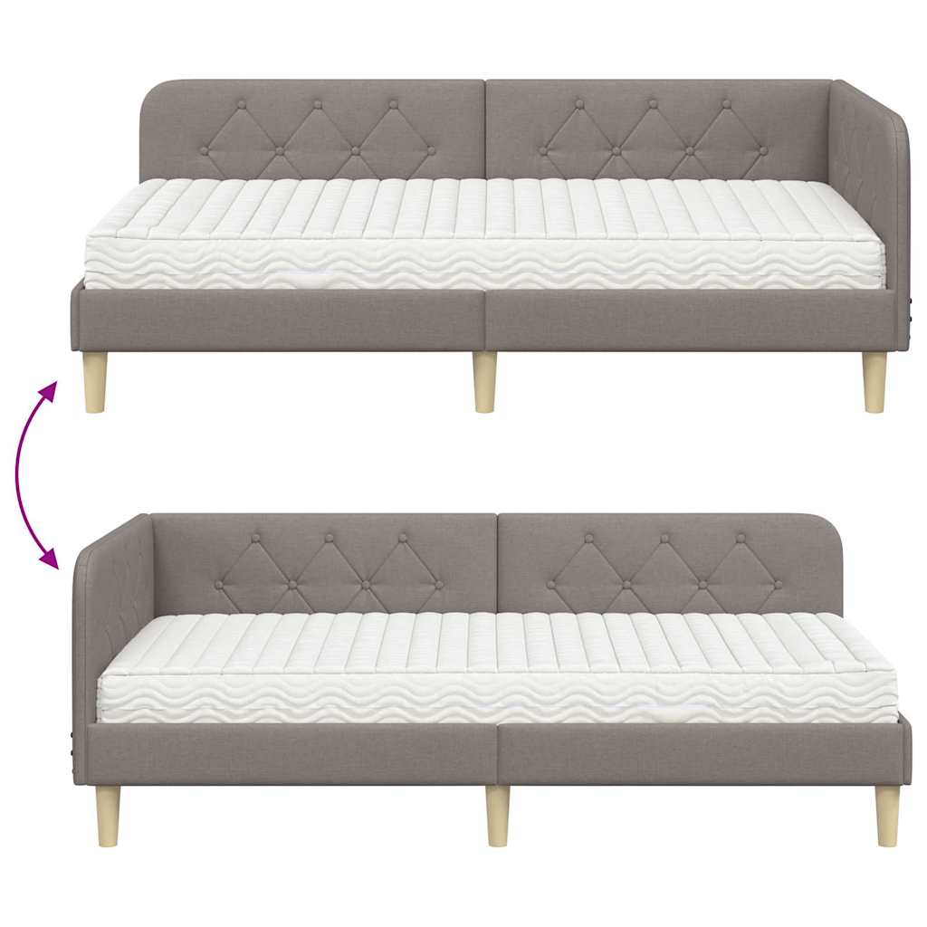 Κρεβάτι Γωνίας Taupe 90 x 190 cm ύφασμα
