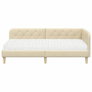 Κρεβάτι Γωνίας Κρεμ 90 x 190 cm ύφασμα