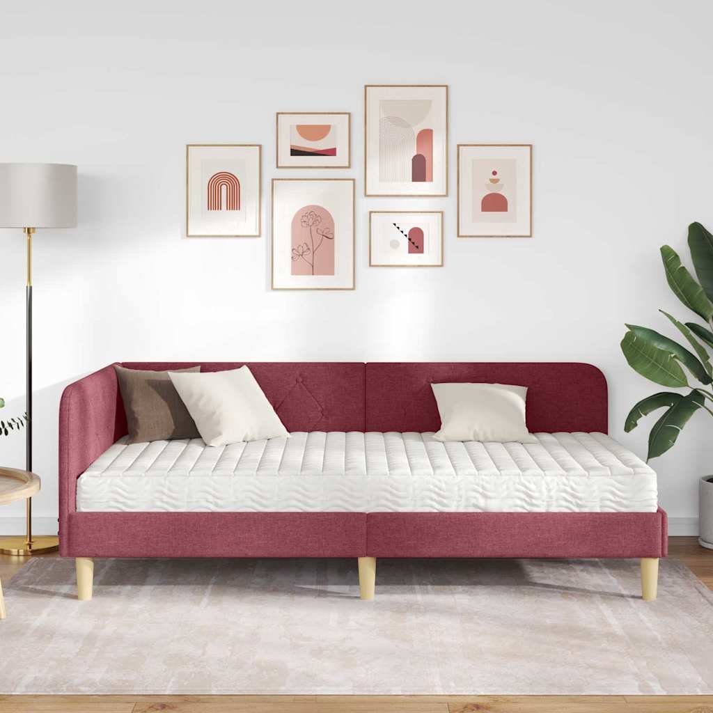 Κρεβάτι Γωνίας Κόκκινο 90 x 200 cm ύφασμα