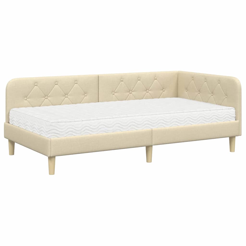 Κρεβάτι Γωνίας Κρεμ 90 x 200 cm ύφασμα