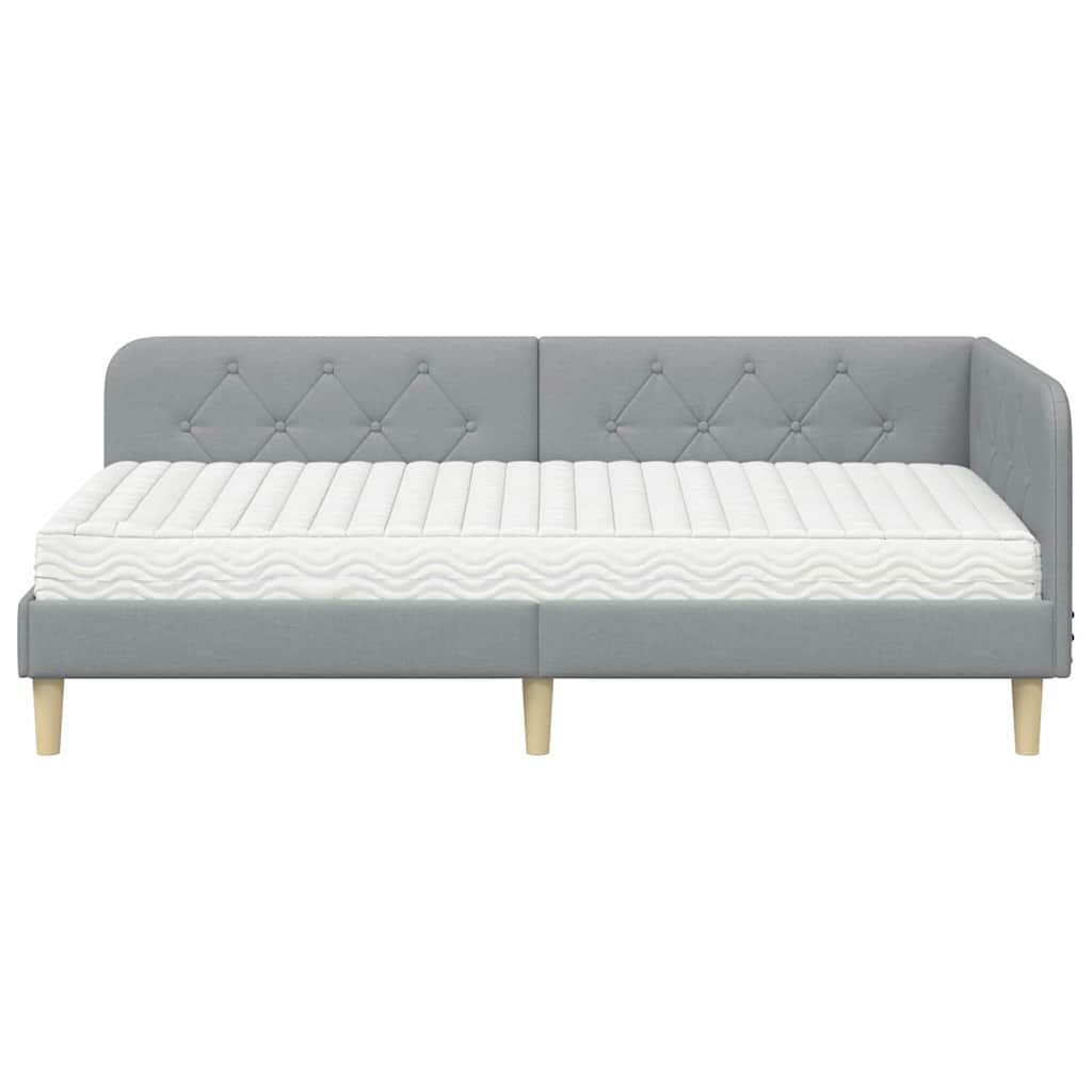 Κρεβάτι Γωνίας με στρώμα Ανοιχτό γκρι 100 x 200 cm ύφασμα - Pakobazaar