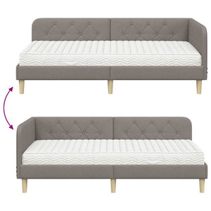 Κρεβάτι Γωνίας με στρώμα με κεφαλάρι Taupe 100 x 200 cm ύφασμα - Pakobazaar