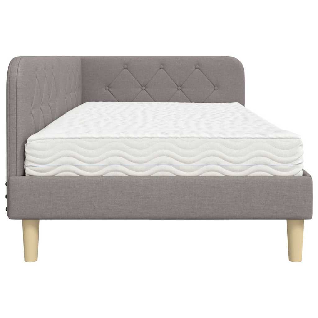 Κρεβάτι Γωνίας με στρώμα με κεφαλάρι Taupe 100 x 200 cm ύφασμα - Pakobazaar
