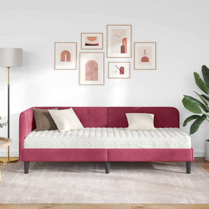 Κρεβάτι Γωνίας με στρώμα Κόκκινο 80 x 200 cm Βελούδο - Pakobazaar