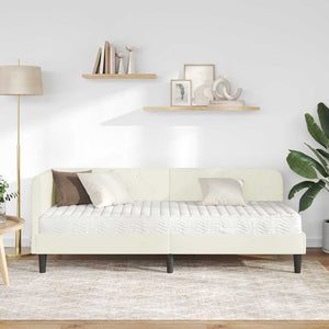Κρεβάτι Γωνίας με στρώμα με κεφαλάρι Κρεμ 80 x 200 cm Βελούδο - Pakobazaar