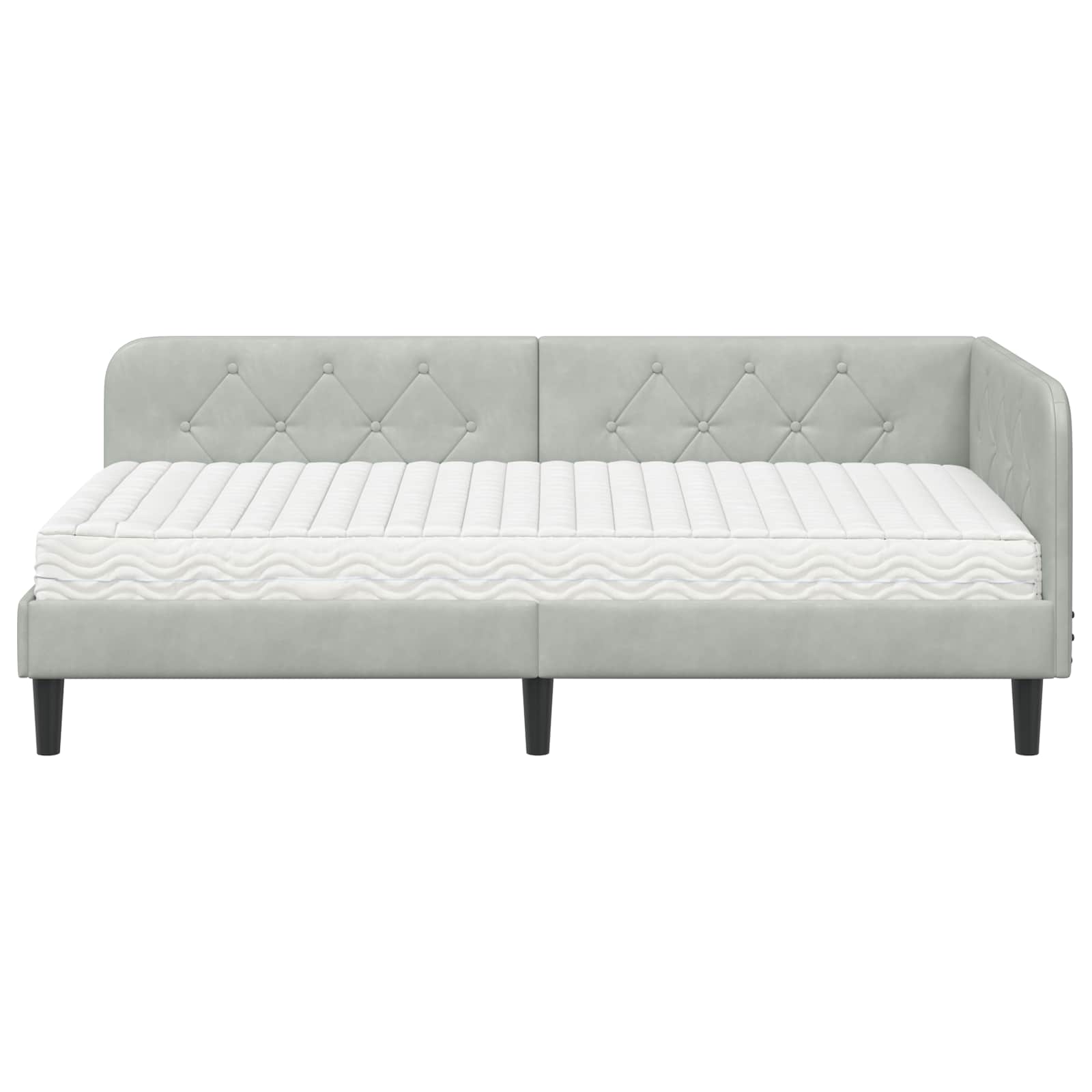 Κρεβάτι Γωνίας Ανοιχτό γκρι 90 x 190 cm Βελούδο