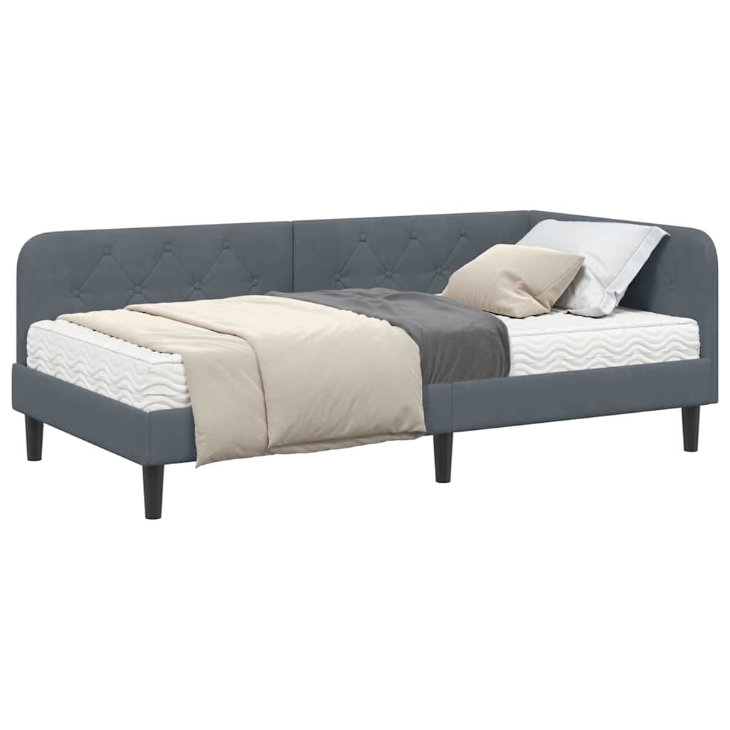 Κρεβάτι Γωνίας Σκούρο Γκρι 90 x 190 cm Βελούδο