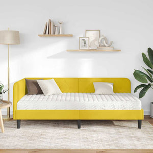 Κρεβάτι Γωνίας Κίτρινο 90 x 190 cm Βελούδο