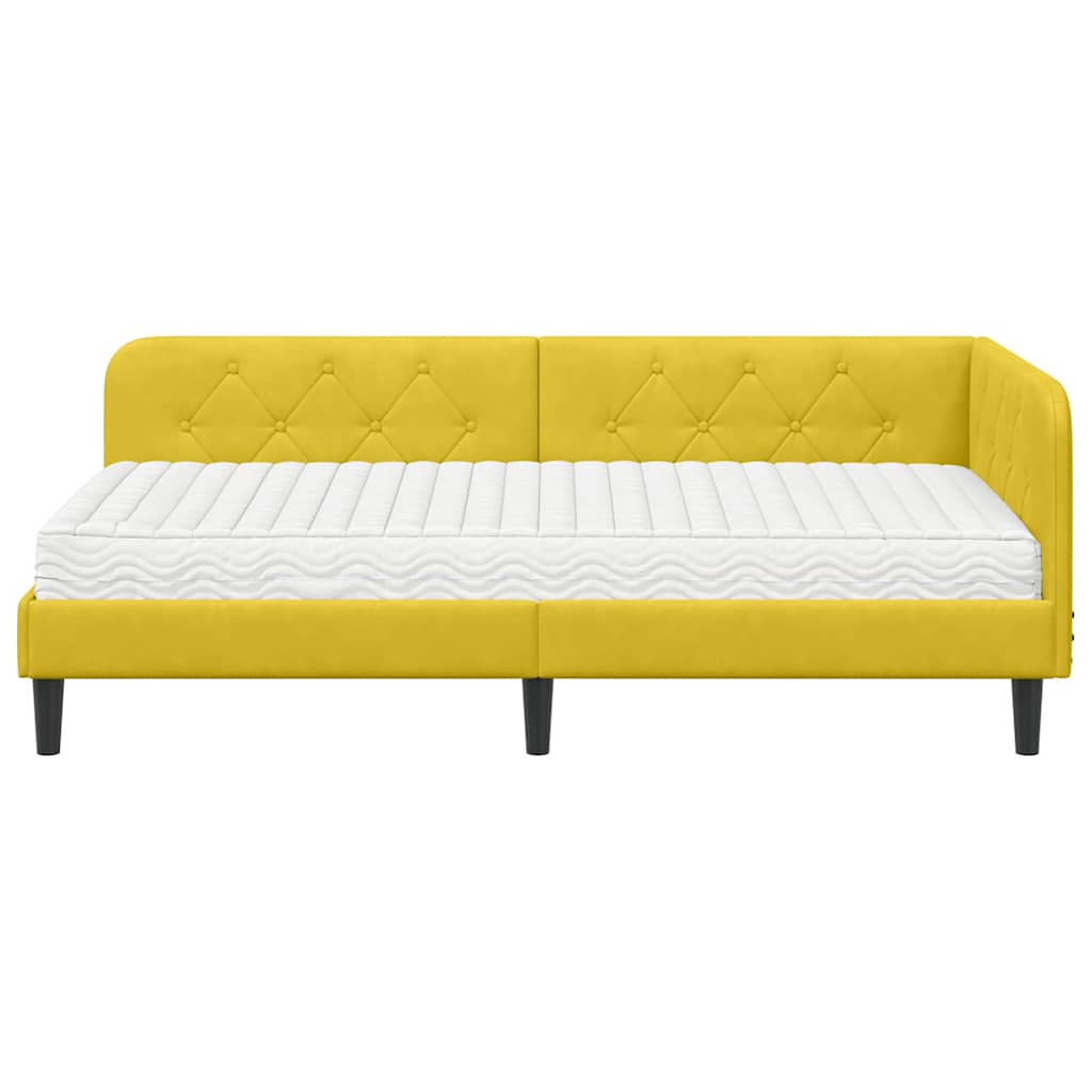 Κρεβάτι Γωνίας Κίτρινο 90 x 190 cm Βελούδο