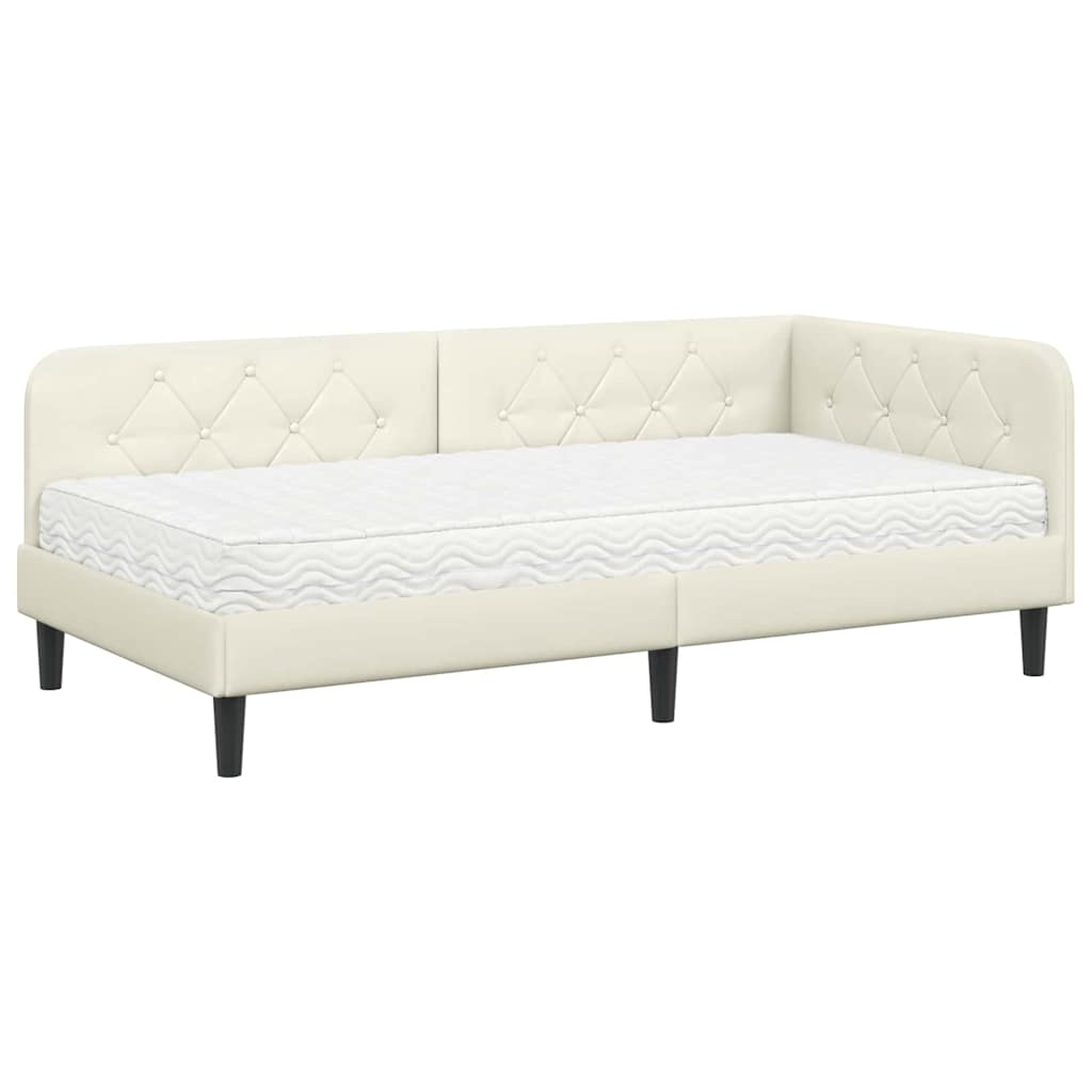 Κρεβάτι Γωνίας Κρεμ 90 x 190 cm Βελούδο