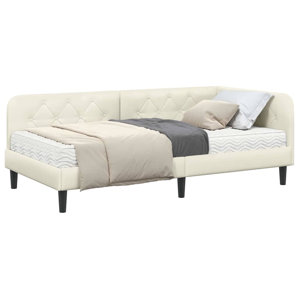 Κρεβάτι Γωνίας Κρεμ 90 x 200 cm Βελούδο