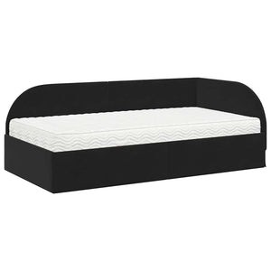 Κρεβάτι γωνίας με στρώμα με κεφαλάρι 2 pcs Μαύρο Βελούδο - Pakobazaar