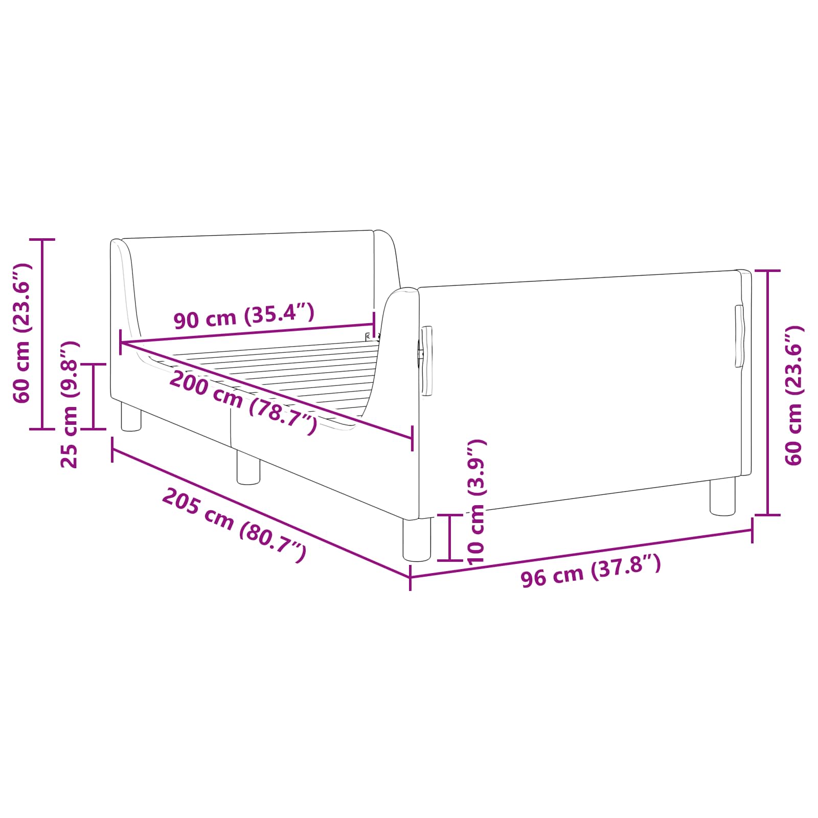 Κρεβάτι Παιδικής Κρεβατοκάμαρας με Κεφαλάκι Ροζ 90 x 200 cm - Pakobazaar