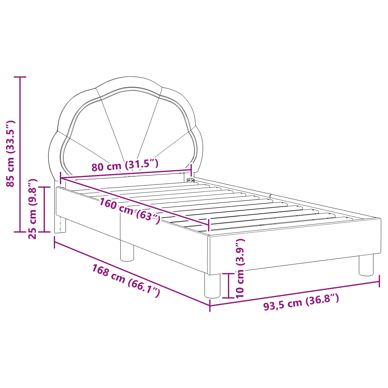 Κρεβάτι Παιδικής Κρεβατοκάμαρας με Κεφαλάκι Θαλασσί 80 x 160 cm - Pakobazaar