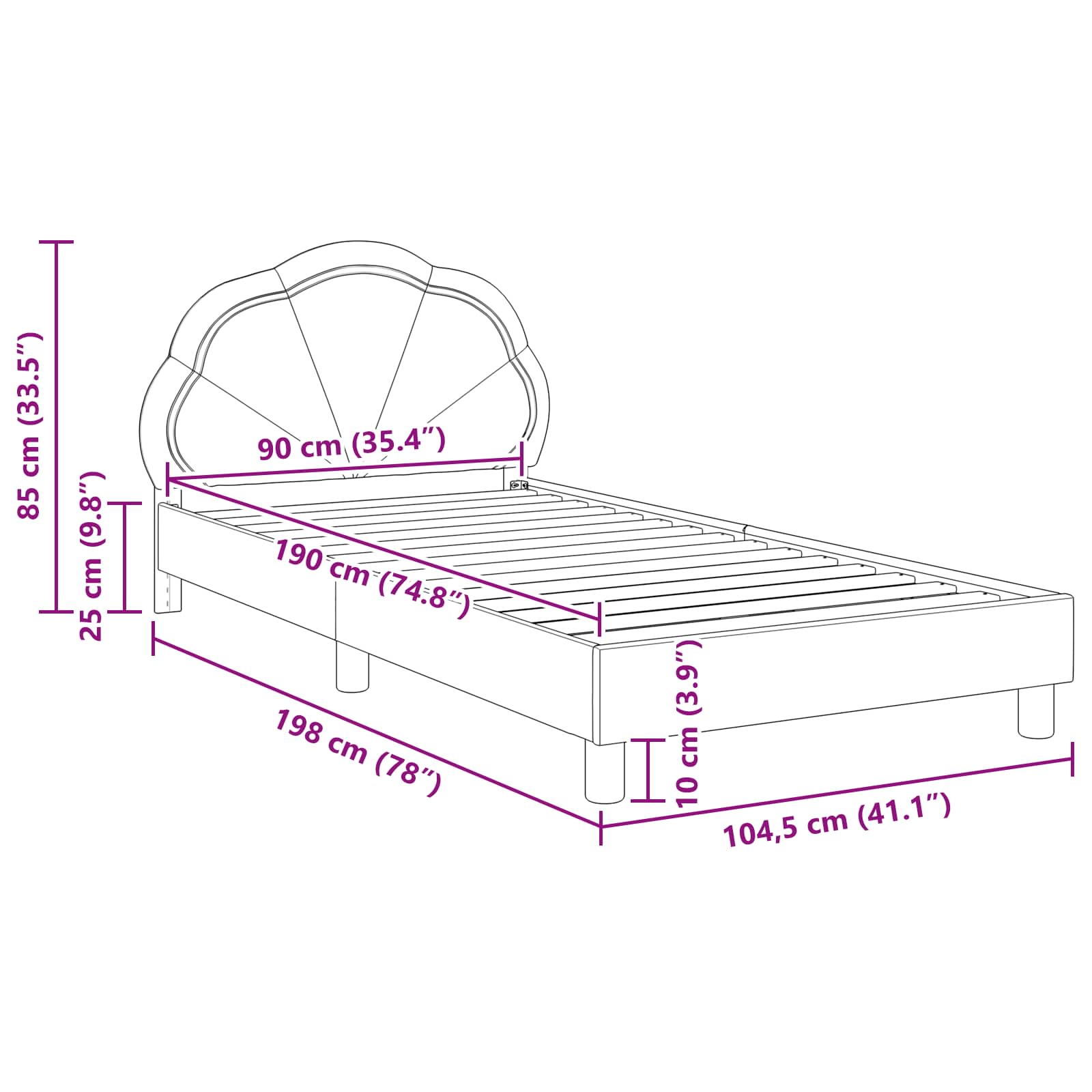 Κρεβάτι Παιδικής Κρεβατοκάμαρας με Κεφαλάκι Ροζ 90 x 190 cm - Pakobazaar
