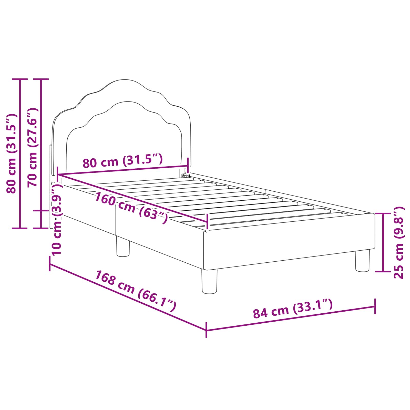 Κρεβάτι Παιδικής Κρεβατοκάμαρας με Κεφαλάκι Ροζ 80 x 160 cm - Pakobazaar