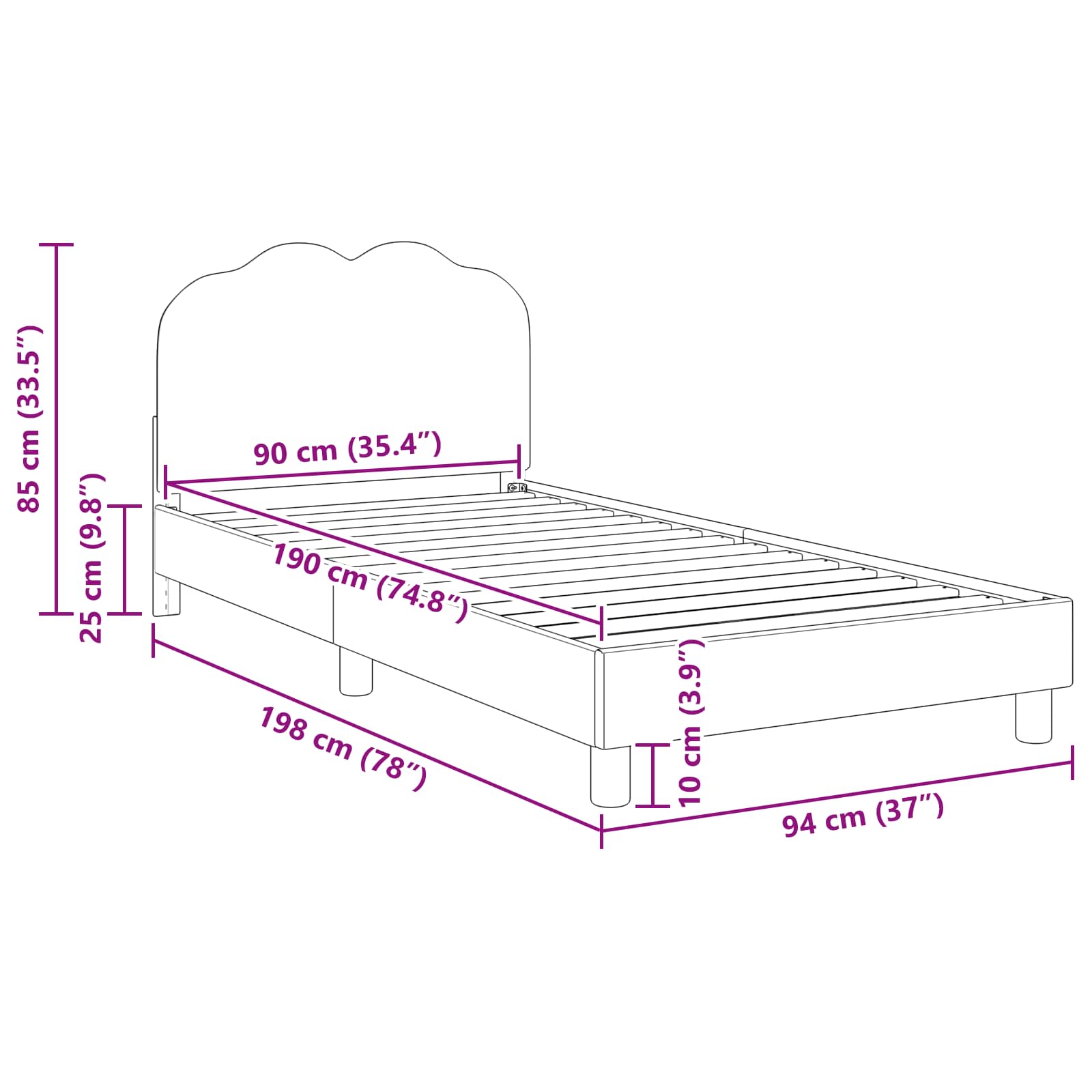 Κρεβάτι Παιδικής Κρεβατοκάμαρας με Κεφαλάκι Ροζ 90 x 190 cm - Pakobazaar