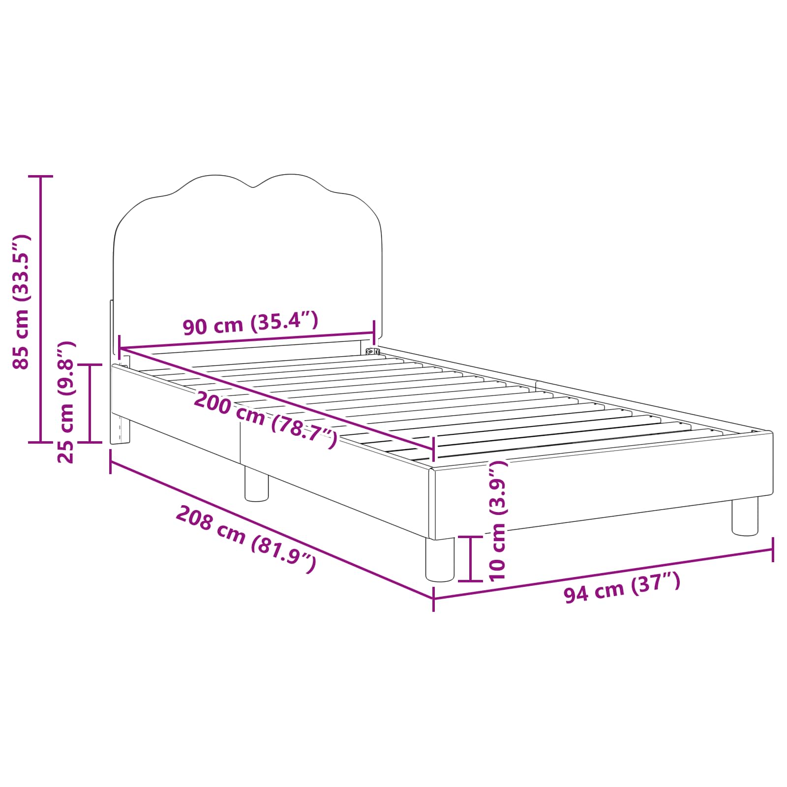Κρεβάτι Παιδικής Κρεβατοκάμαρας με Κεφαλάκι Ροζ 90 x 200 cm - Pakobazaar