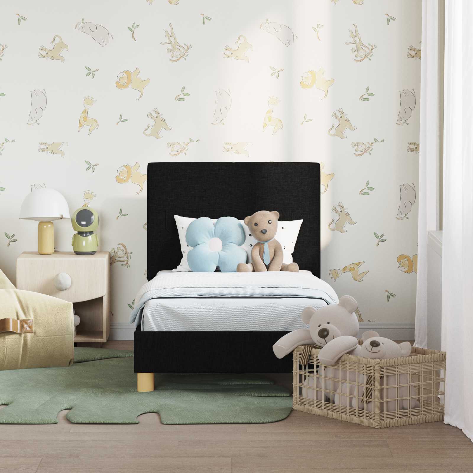 Κρεβατική βάση για παιδιά με προσκέφαλο Μαύρο 70 x 140 cm - Pakobazaar