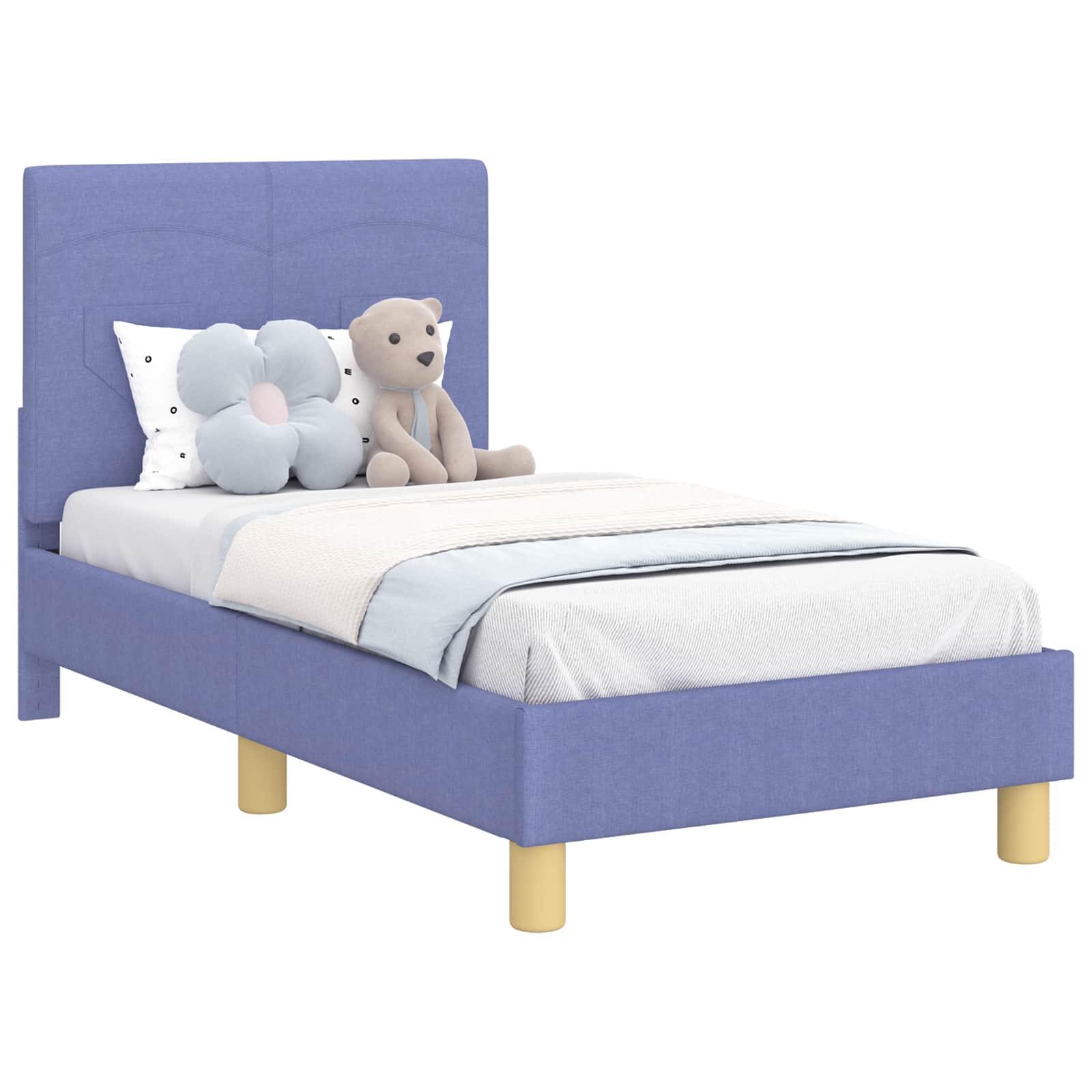 Κρεβατική βάση για παιδιά με προσκέφαλο Μπλε τζην 70 x 140 cm - Pakobazaar