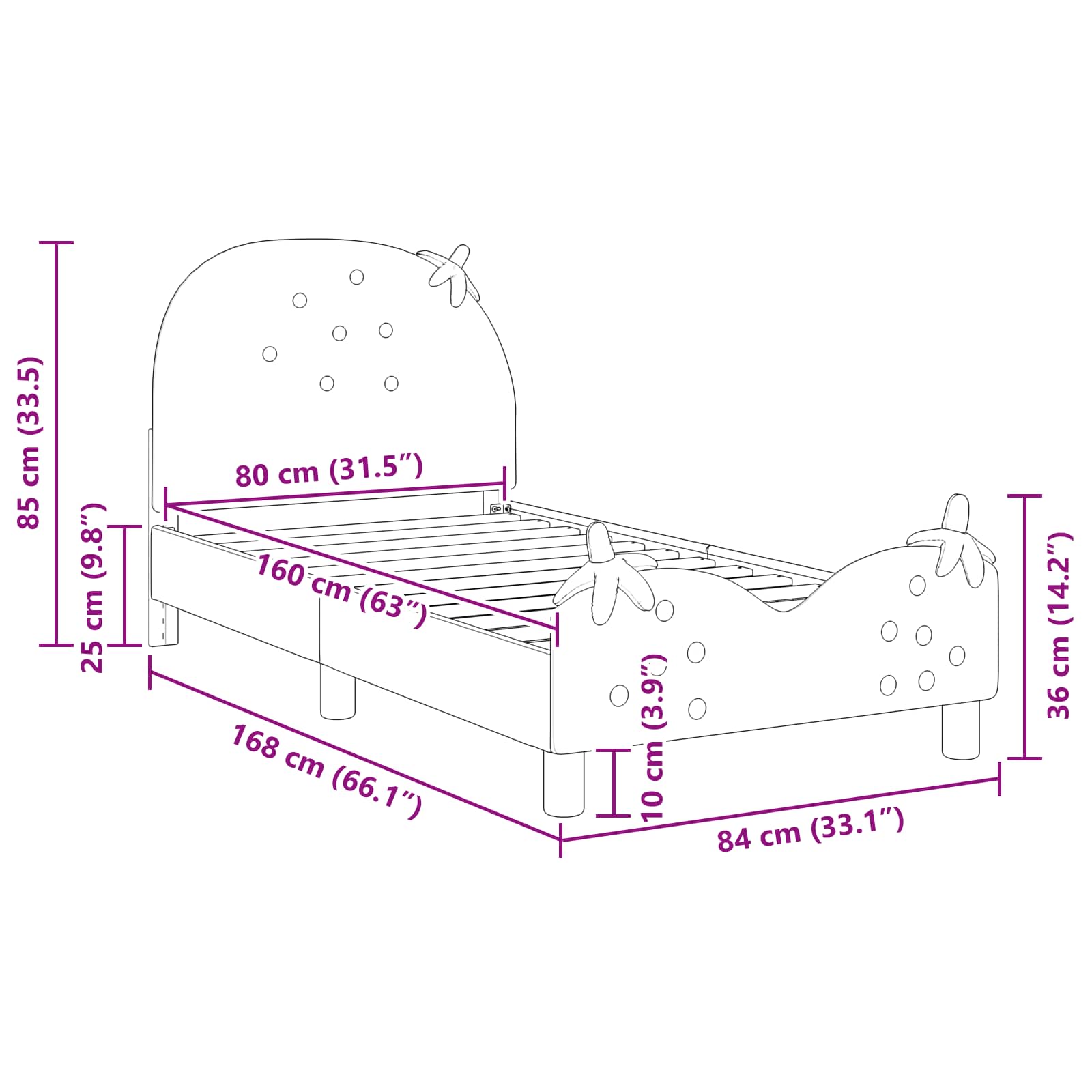 Κρεβάτι Παιδικής Κρεβατοκάμαρας με Κεφαλάκι Ροζ 80 x 160 cm - Pakobazaar