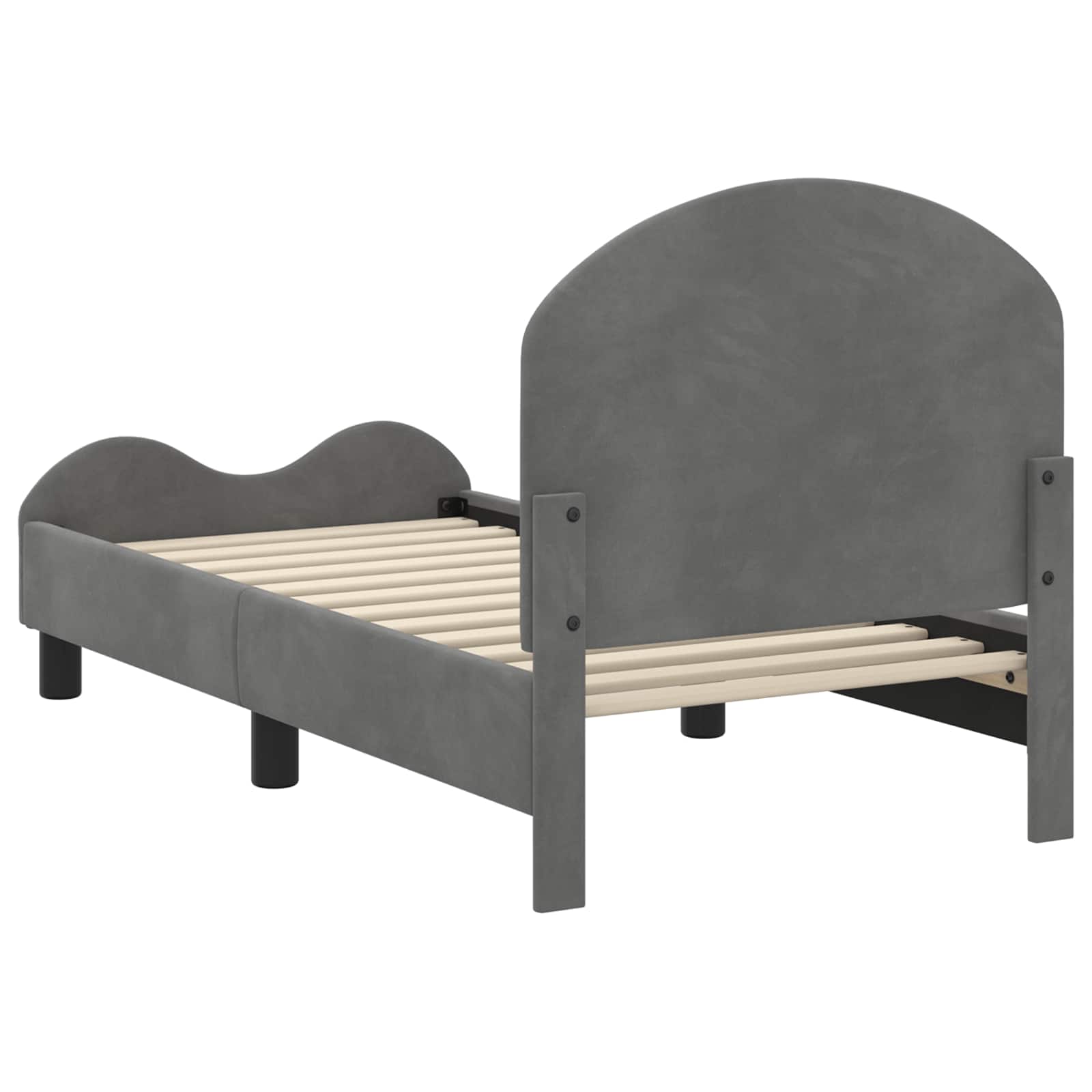 Κρεβατική βάση για παιδιά με προσκέφαλο Σκούρο Γκρι 70 x 140 cm - Pakobazaar