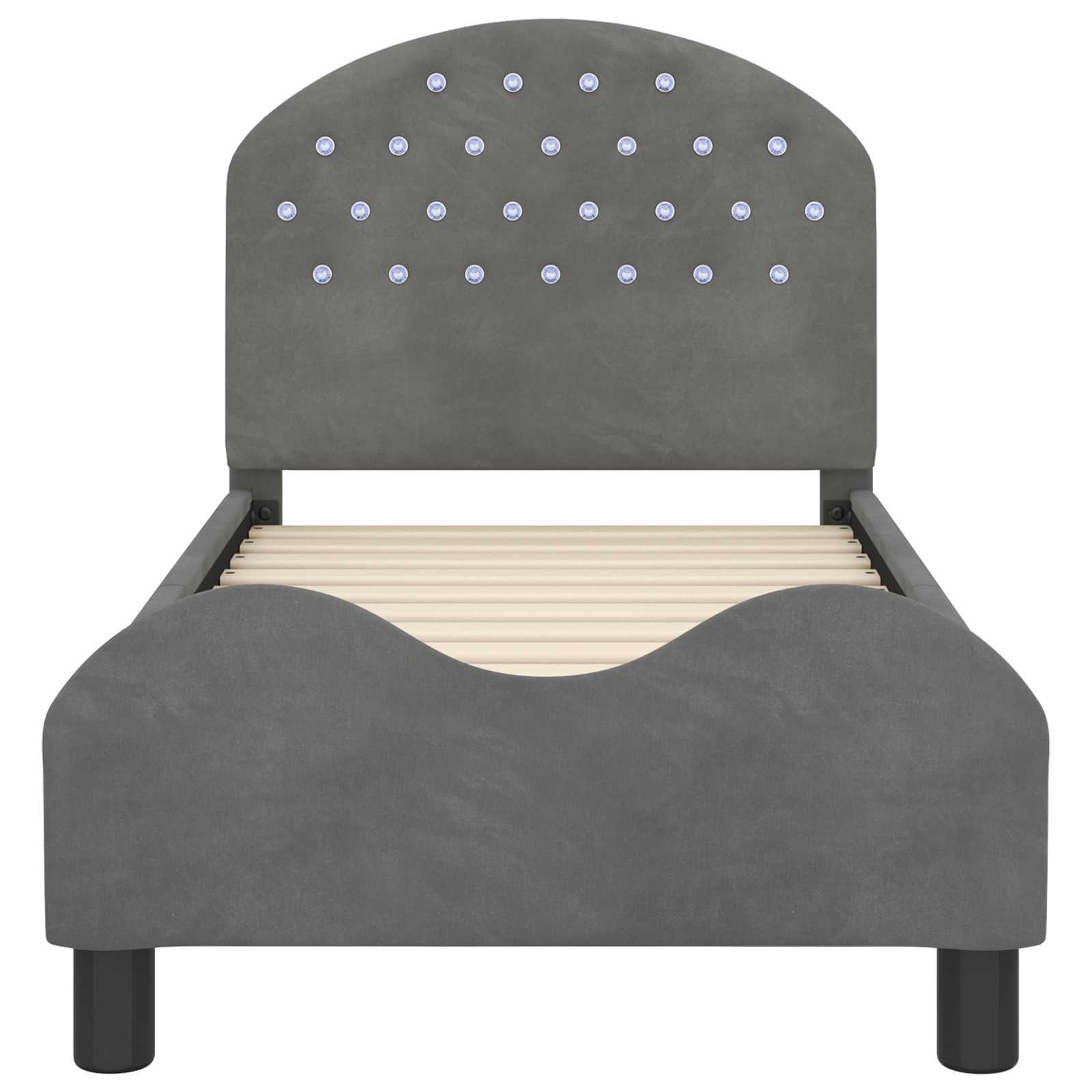 Κρεβατική βάση για παιδιά με προσκέφαλο Σκούρο Γκρι 70 x 140 cm - Pakobazaar