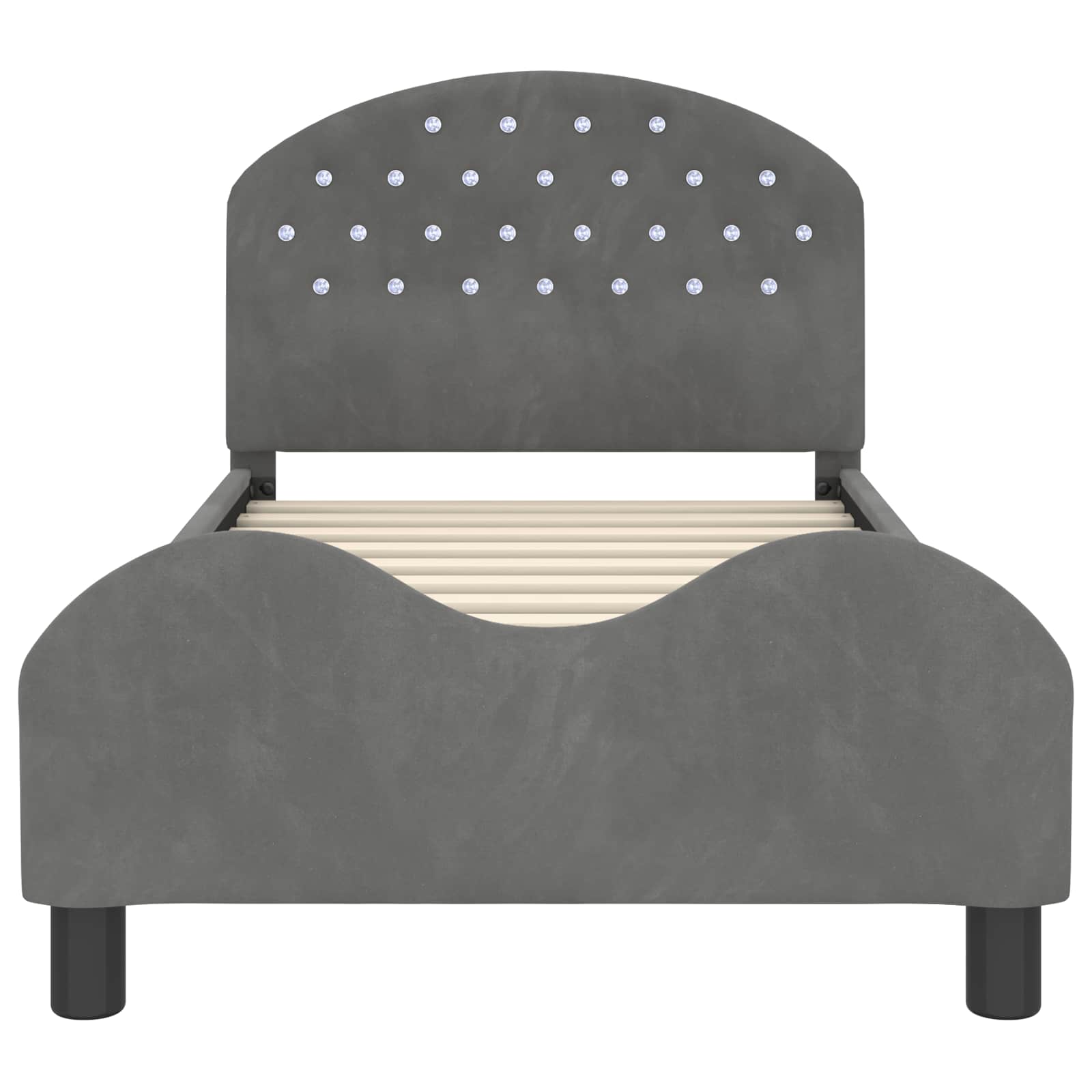 Κρεβάτι Παιδικής Κρεβατοκάμαρας με Κεφαλάκι Σκούρο Γκρι Βελούδο - Pakobazaar