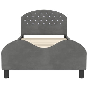 Κρεβάτι Παιδικής Κρεβατοκάμαρας με Κεφαλάκι Σκούρο Γκρι Βελούδο - Pakobazaar