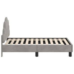 Κρεβατική βάση για παιδιά με προσκέφαλο Ανοιχτό γκρι Βελούδο