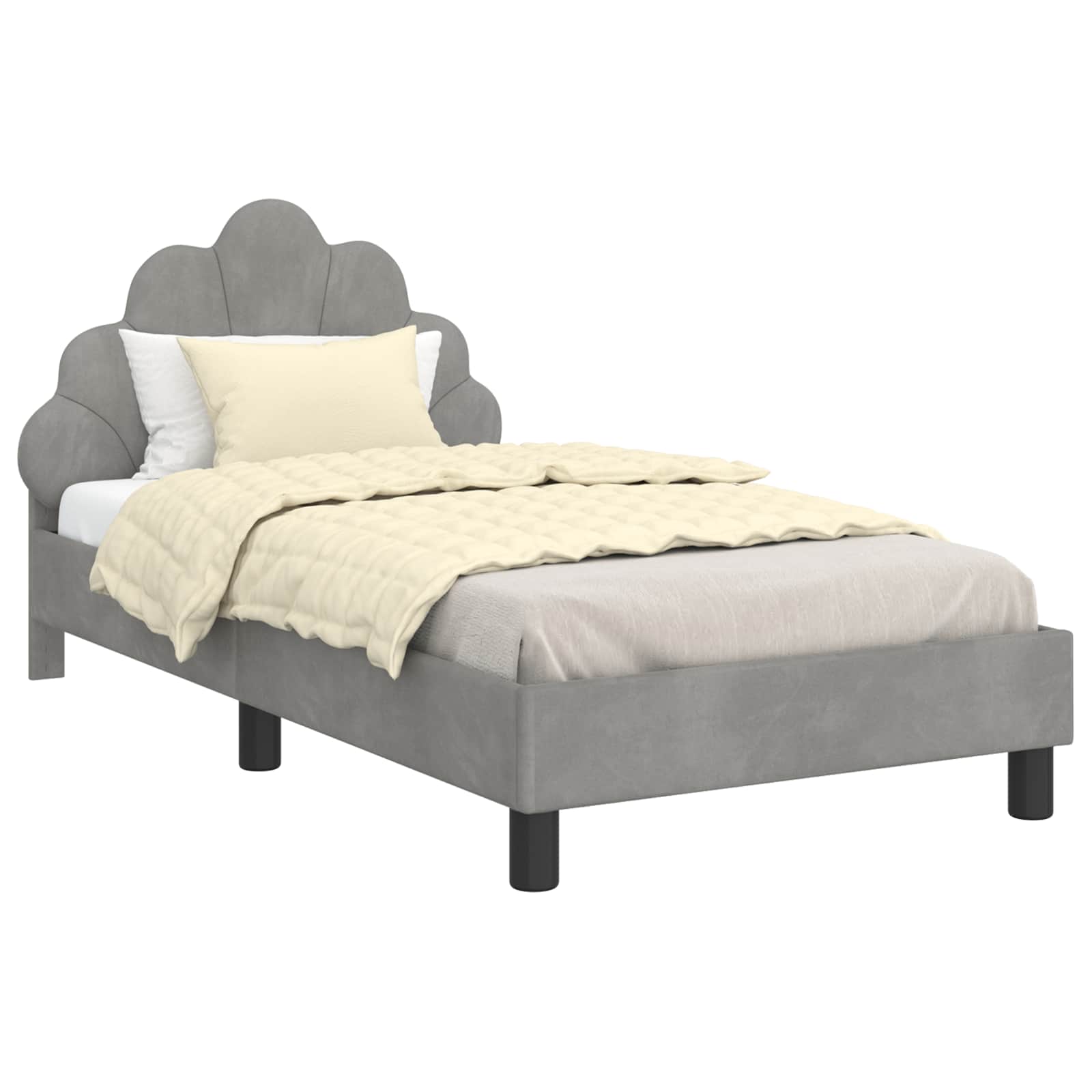 Κρεβάτι Παιδικής Κρεβατοκάμαρας με Κεφαλάκι Ανοιχτό γκρι