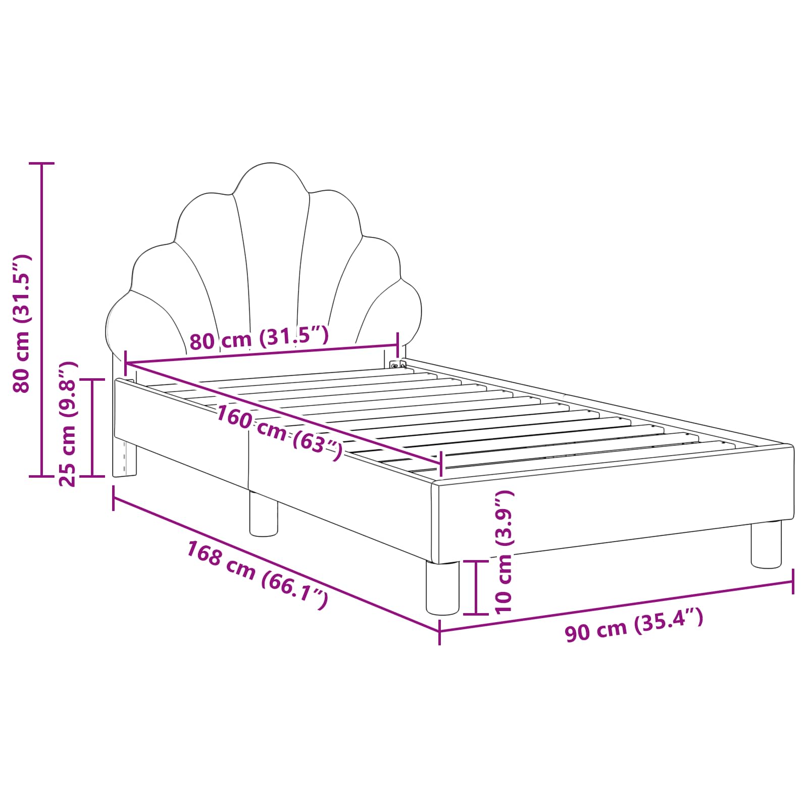 Κρεβάτι Παιδικής Κρεβατοκάμαρας με Κεφαλάκι Μαύρο 80 x 160 cm - Pakobazaar