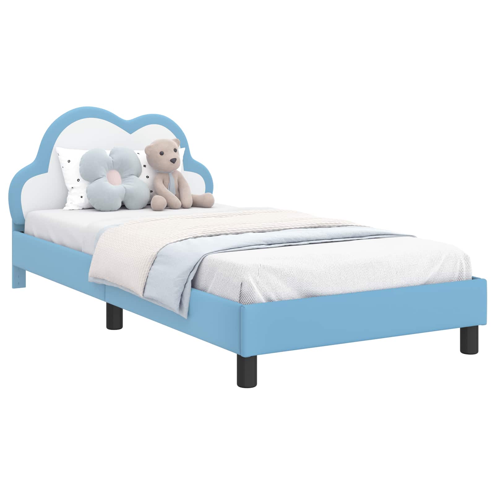 Σκελετός Κρεβατιού με κεφαλάρι Μπλε 90 x 190 cm PU - Pakobazaar