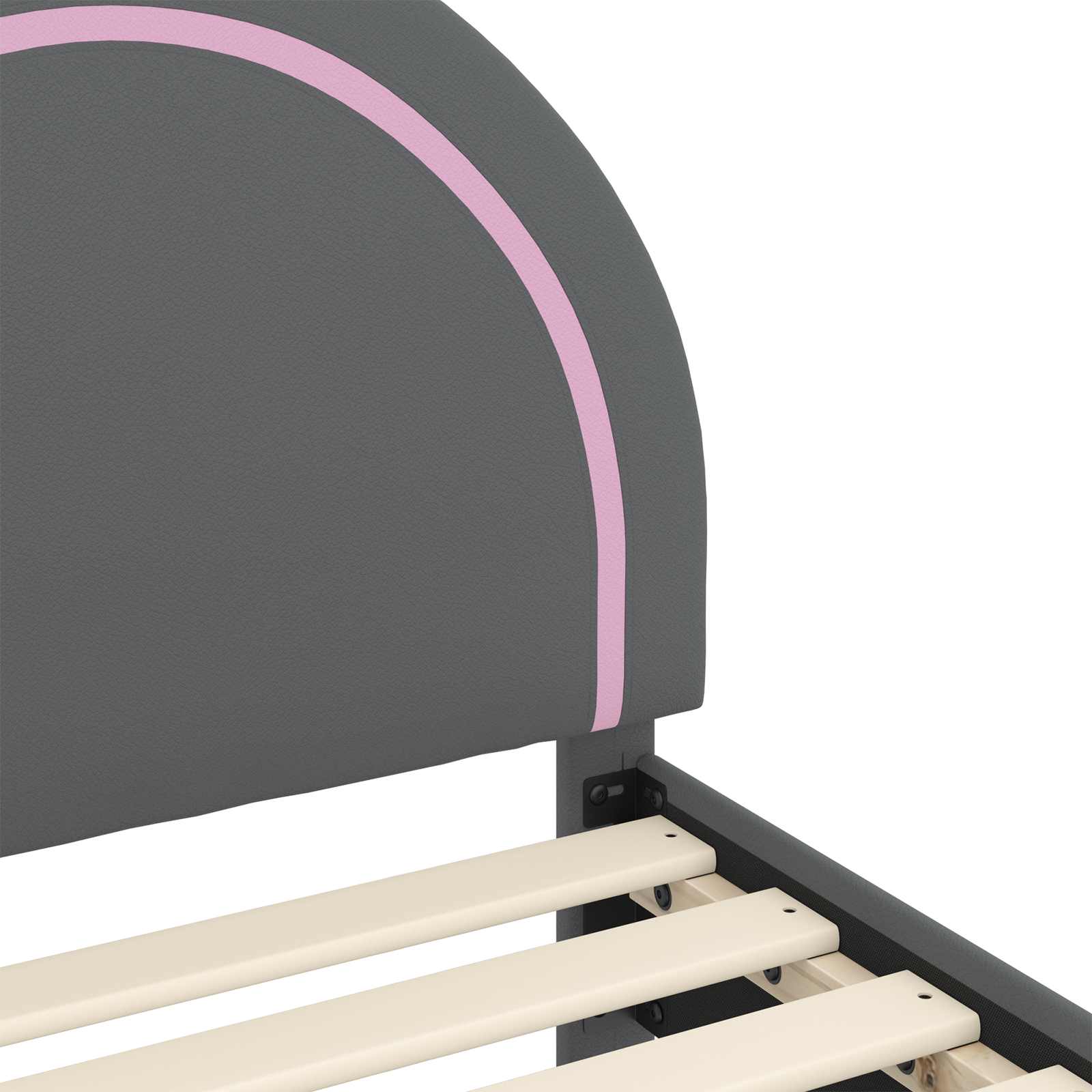 Κρεβατική βάση για παιδιά με προσκέφαλο Ανοιχτό γκρι PU - Pakobazaar