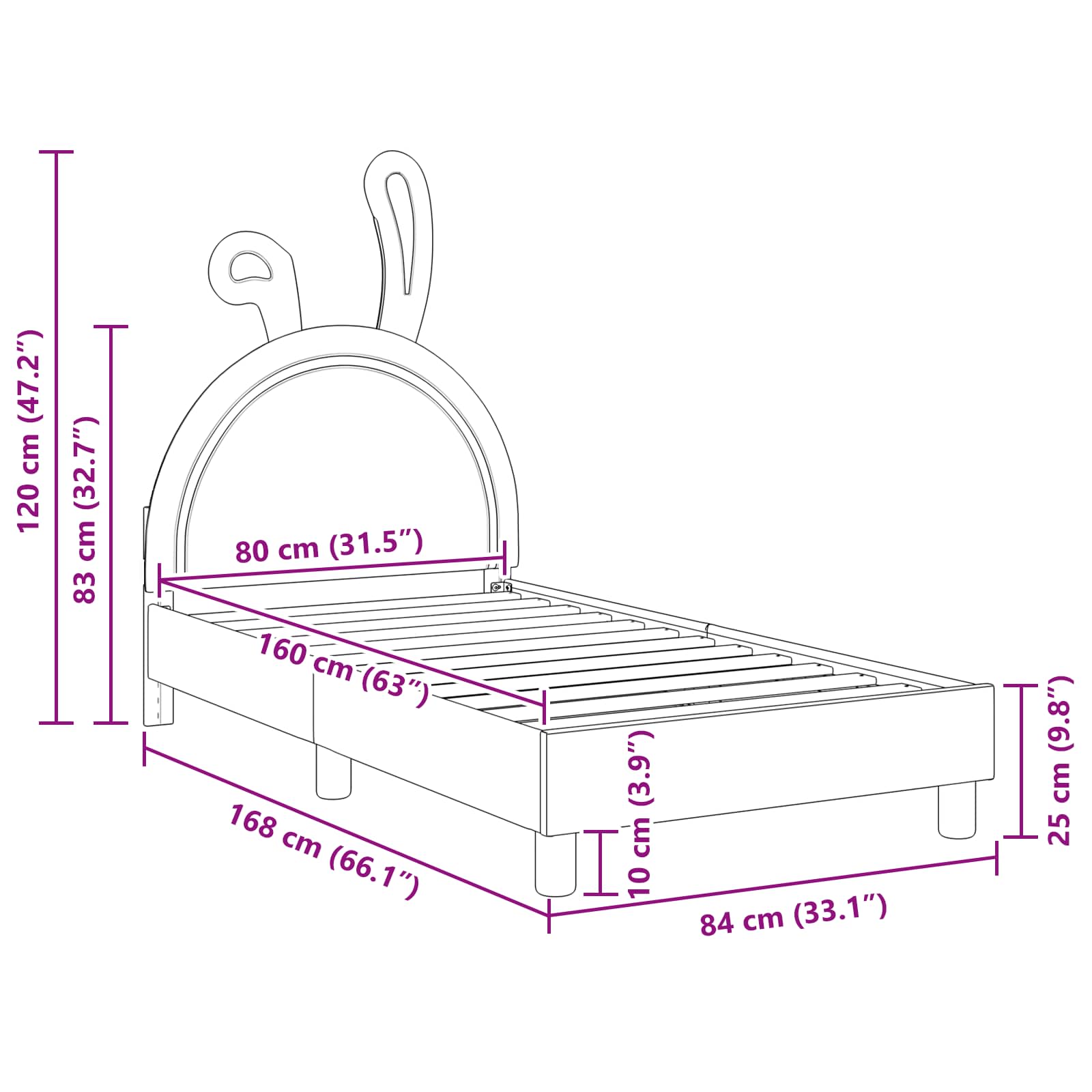 Κρεβάτι Παιδικής Κρεβατοκάμαρας με Κεφαλάκι Λευκό 80 x 160 cm - Pakobazaar
