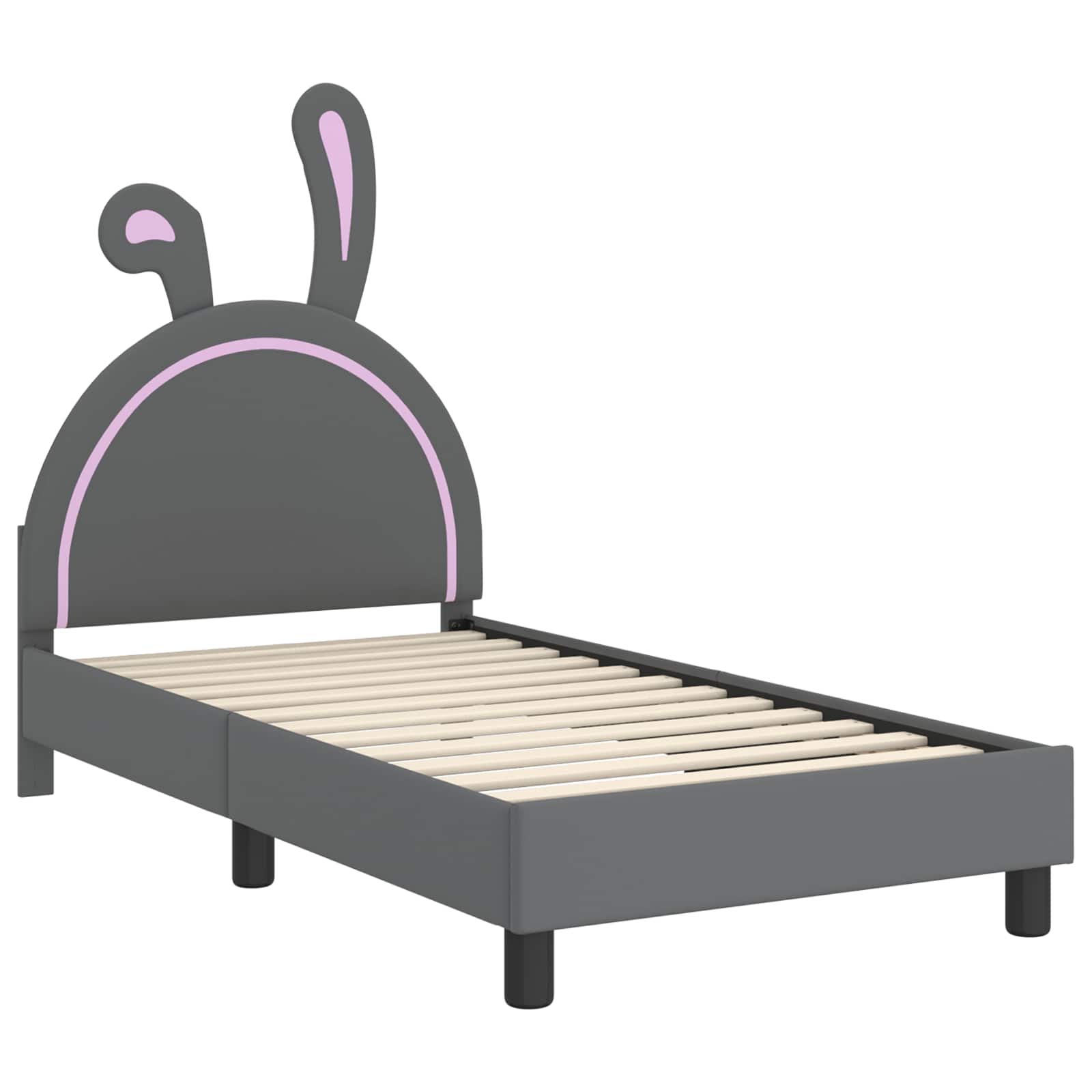 Κρεβάτι Παιδικής Κρεβατοκάμαρας με Κεφαλάκι Ανοιχτό γκρι PU - Pakobazaar