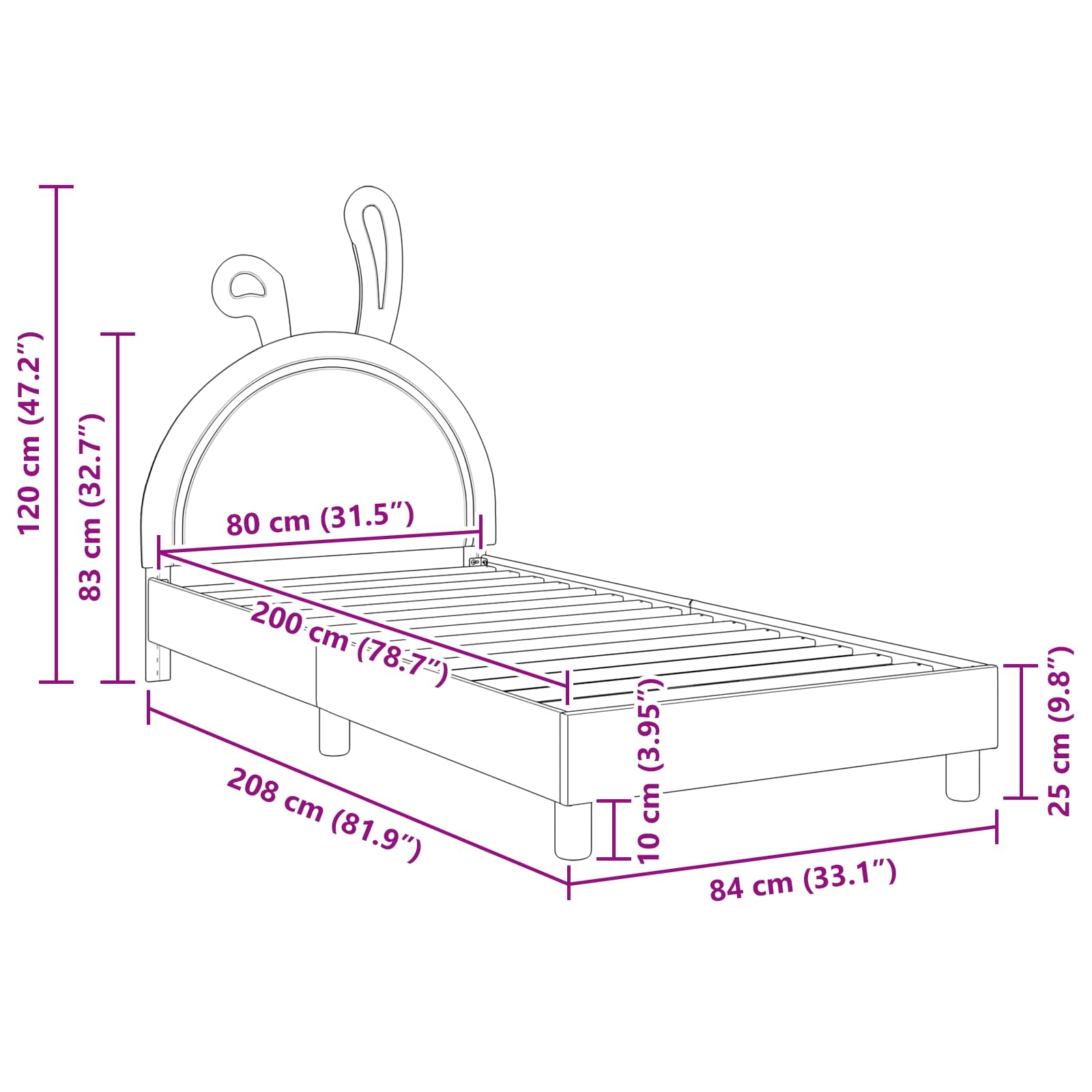Κρεβάτι Παιδικής Κρεβατοκάμαρας με Κεφαλάκι Ανοιχτό γκρι PU - Pakobazaar