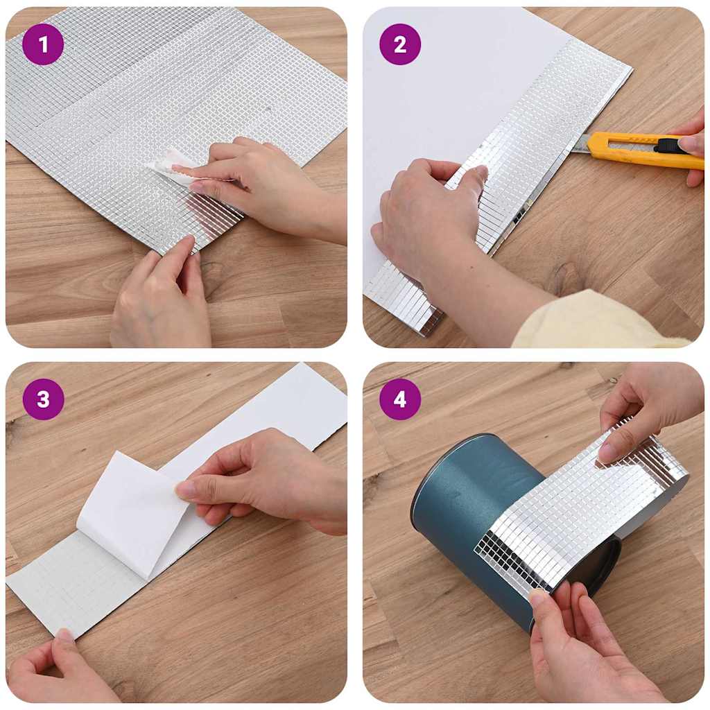 Μωσαϊκό Καθρέπτη Γεωμετρικό 12 pcs Ασημί 30 x 30 cm Γυαλί