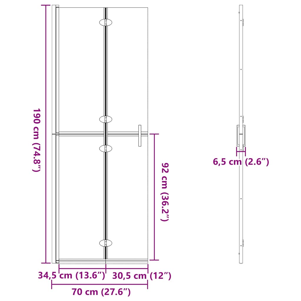 Τοίχος Walk-In Ντους Μαύρο 70 x 6,5 x 190 εκ. - Pakobazaar