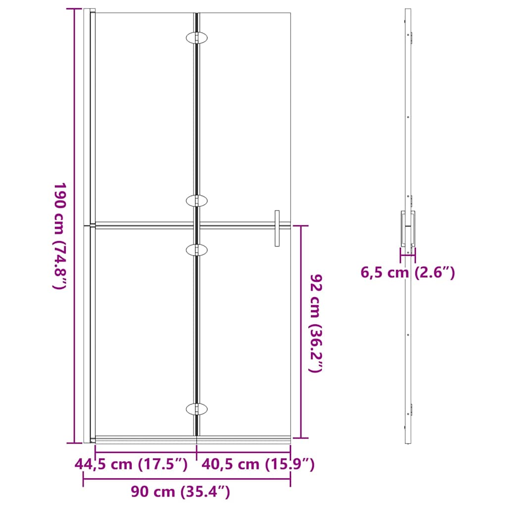 Τοίχος Walk-In Ντους Χρυσό 90 x 6.5 x 190 εκ. - Pakobazaar