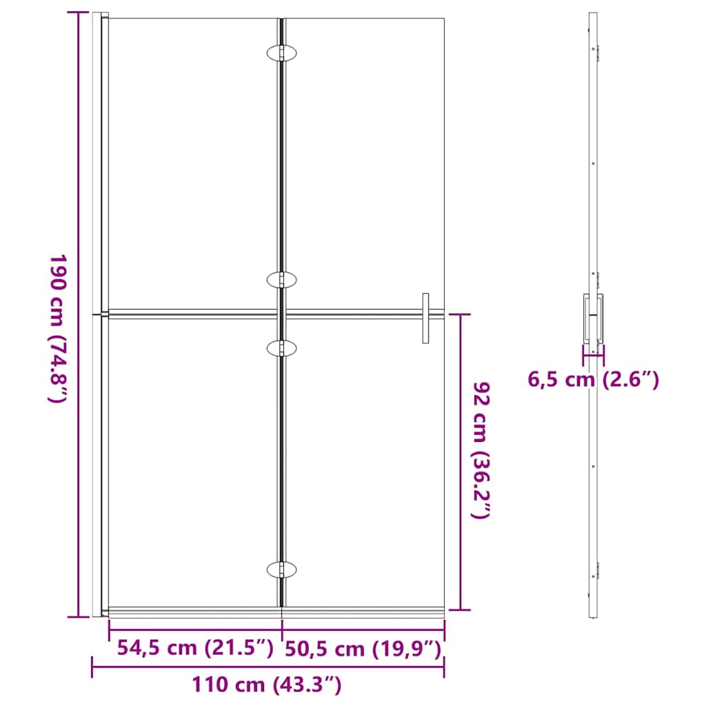 Τοίχος Walk-In Ντους Χρυσό 110 x 6,5 x 190 εκ. - Pakobazaar